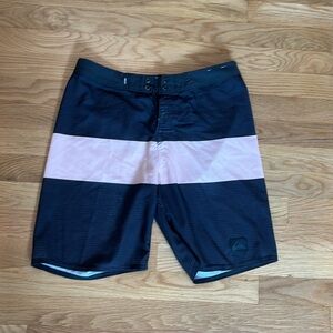 Quicksilver Board Shorts, size 29, black and pink